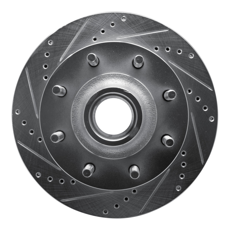 Ford Excursion Brake Rotor (1) - Front Left - R1 Concepts - Drilled & Slotted - Silver - `99-`02
